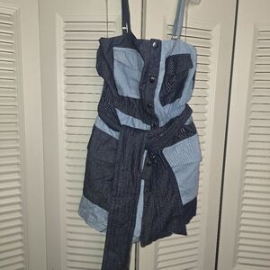 L'ATISTE Denim Patchwork Blue / Dark Blue One Piece Size S NWT